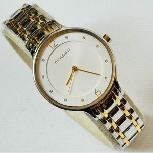 Skagen Anita Crystal Dial 30mm Women's Two Tone Bracelet Watch Silver SKW2321